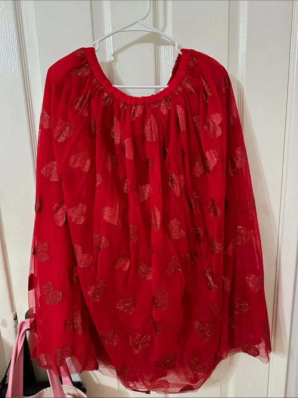 Cat & Jack Red Glitter Heart Peasant Skirt